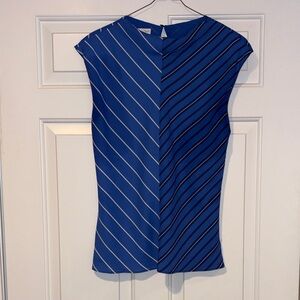Mango Blue Striped Cap Sleeve Blouse